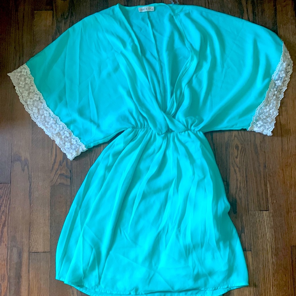 Kimono style mint green dress